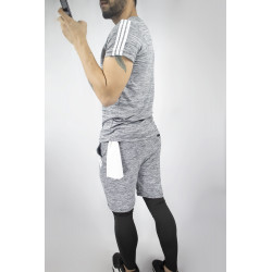 Conjunto deportivo Pantaloneta con licra Larga Gris  + Camiseta