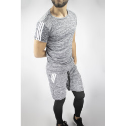 Conjunto deportivo Pantaloneta con licra Larga Gris  + Camiseta