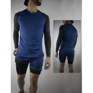 Conjunto PROMO deportivo Pantaloneta con licra Corta Azul+ Camiseta Con licra