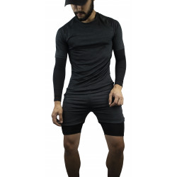 Conjunto deportivo Pantaloneta con licra Corta Negro+ Camiseta Con licra
