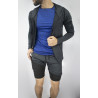 Conjunto deportivo Pantaloneta con licra Corta Negro+ Camiseta Azul + camibuzo