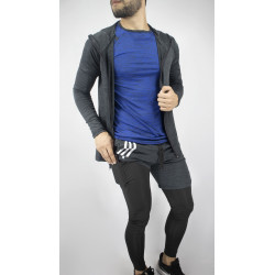 Conjunto deportivo Pantaloneta con licra Larga Negro + Camiseta Azul + camibuzo Deportivo