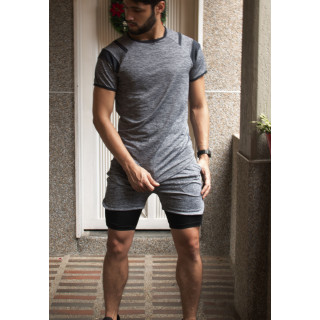 Conjunto deportivo Pantaloneta con licra corta  Gris+ Camiseta GRis