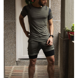 Conjunto deportivo Pantaloneta con licra corta  Verde + Camiseta Verde