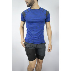 Conjunto deportivo Pantaloneta con licra corta  Negra + Camiseta Azul
