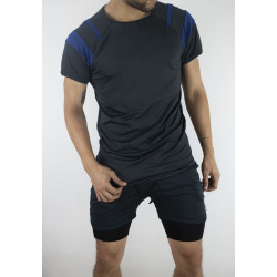 Conjunto deportivo Pantaloneta con licra corta  Negro + Camiseta Negro