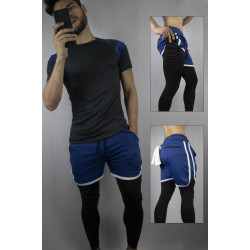 Conjunto deportivo Pantaloneta con licra Larga Vino + Camiseta