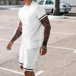 Conjunto deportivo Style Camiseta Blanca + Pantaloneta Con tejido Slim fit
