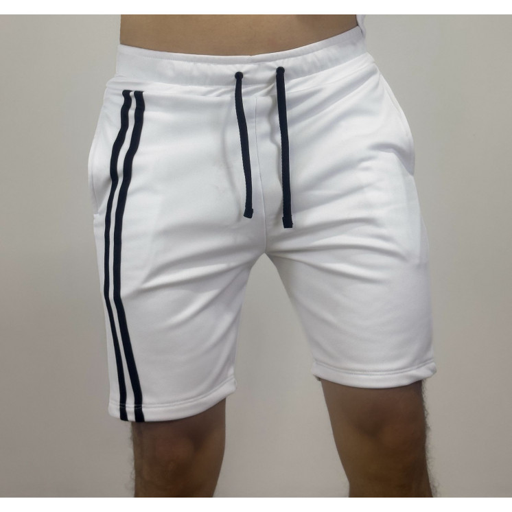 Conjunto deportivo BLANCO 2 RAYAS Camiseta + Pantaloneta  Slim fit