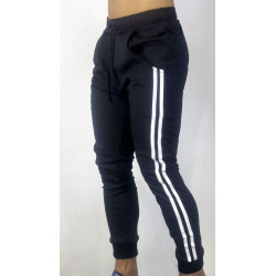 Sudadera Pantalon 2 rayas deportivo Slim fit NEGRO