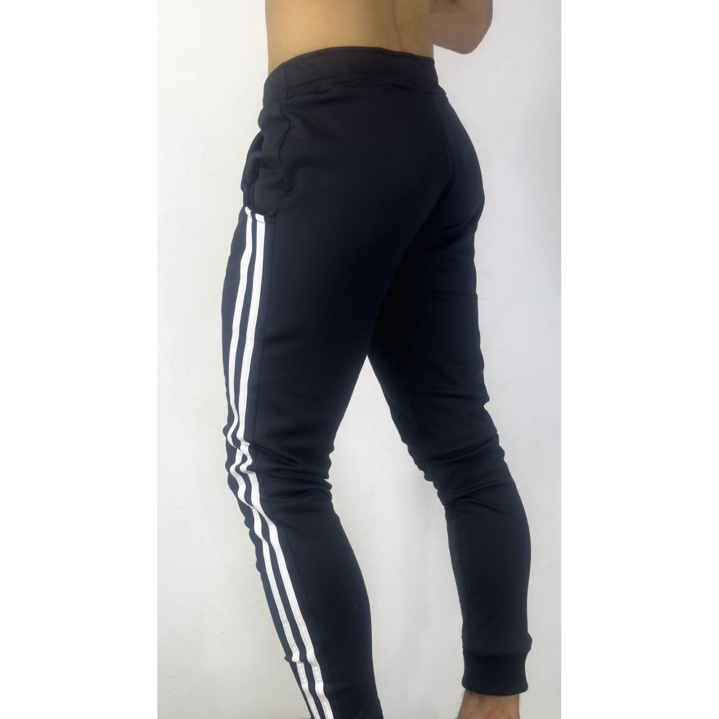 Sudadera Pantalon 2 rayas deportivo Slim fit NEGRO