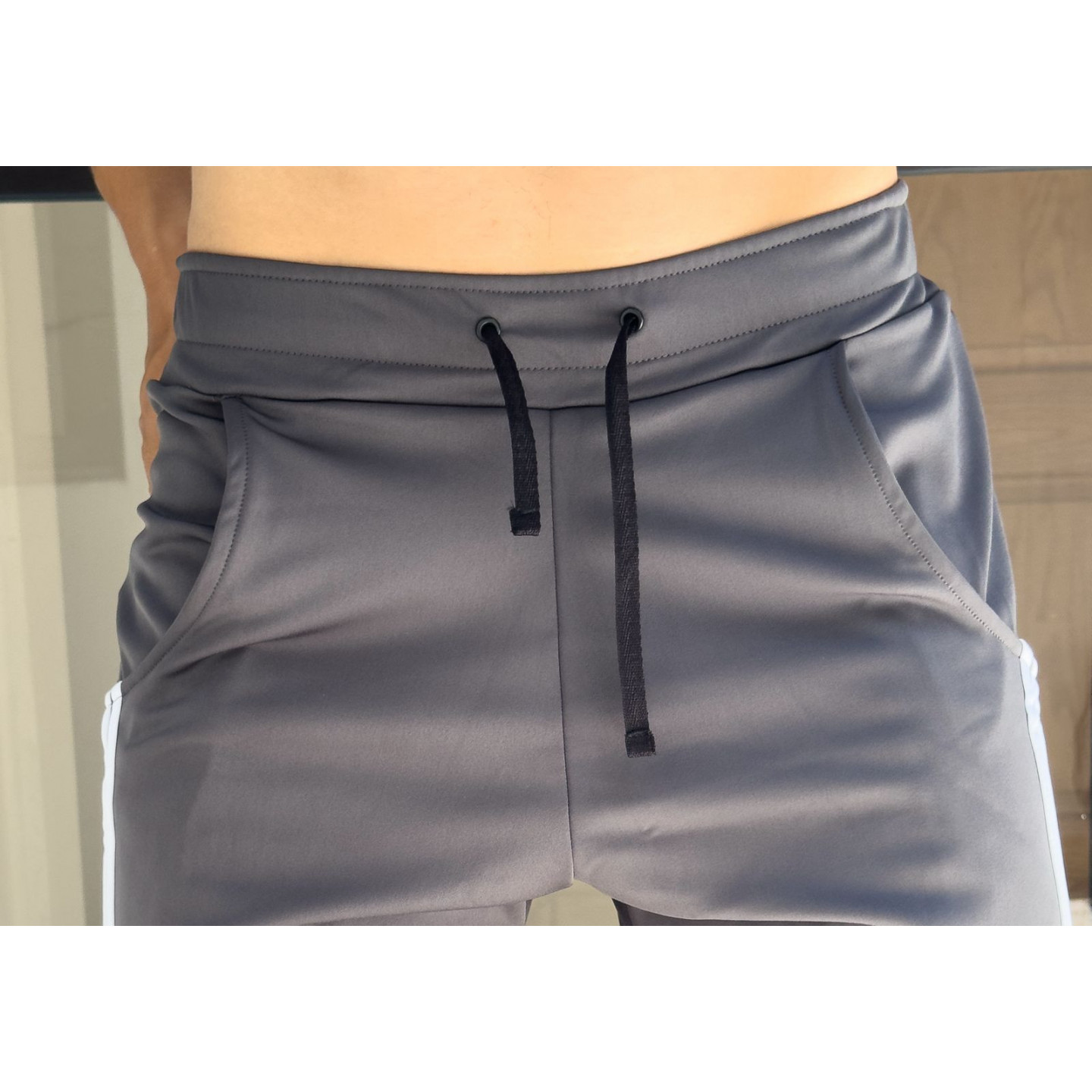 Sudadera Pantalon 2 rayas deportivo Slim fit GRIS OSCURO