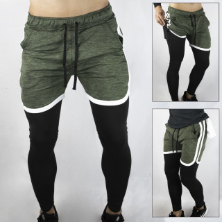 Pantaloneta licra larga 2 rayas Verde